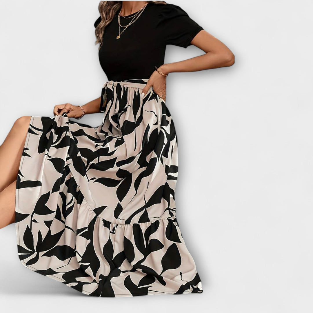 Luna - Letné šaty s kvetinovým vzorom a okrúhlym výstrihom