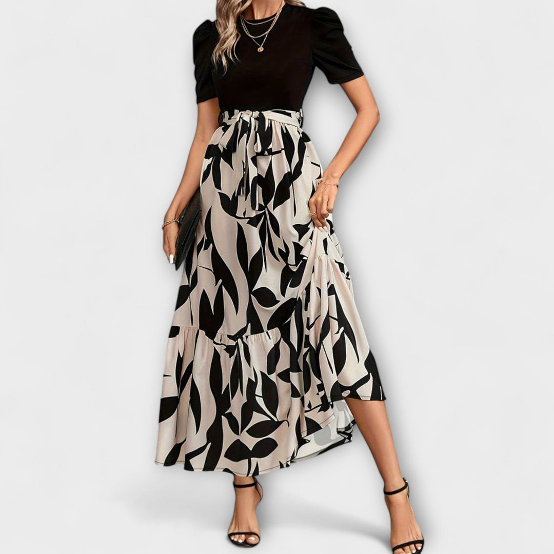 Luna - Letné šaty s kvetinovým vzorom a okrúhlym výstrihom