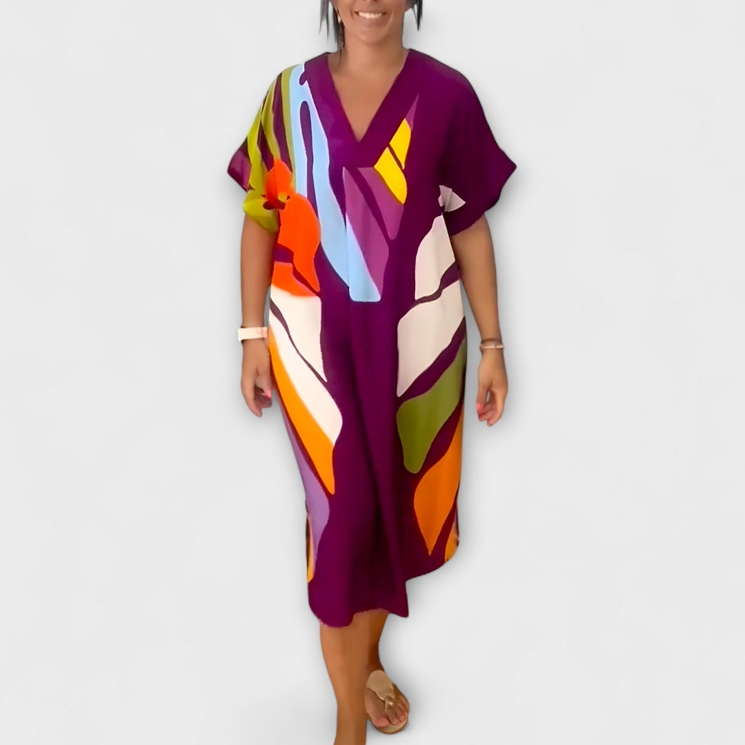 Roos - Náhodné šaty s farebným vzorom listov