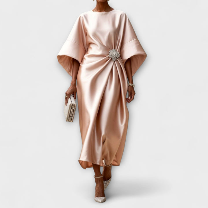 Luxe Shimmer Saténová Dlhá Šaty