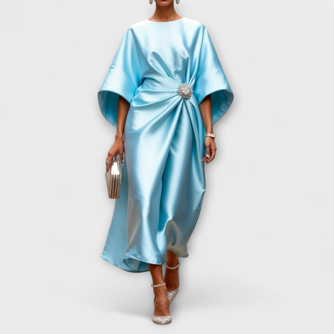 Luxe Shimmer Saténová Dlhá Šaty