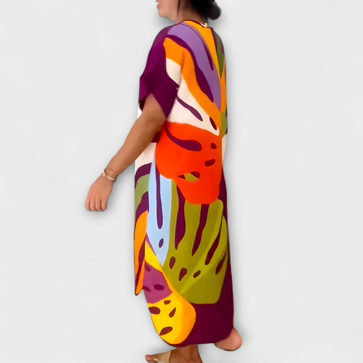 Roos - Náhodné šaty s farebným vzorom listov