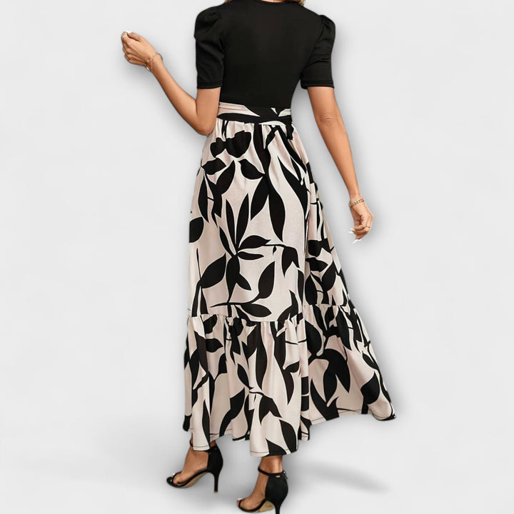 Luna - Letné šaty s kvetinovým vzorom a okrúhlym výstrihom