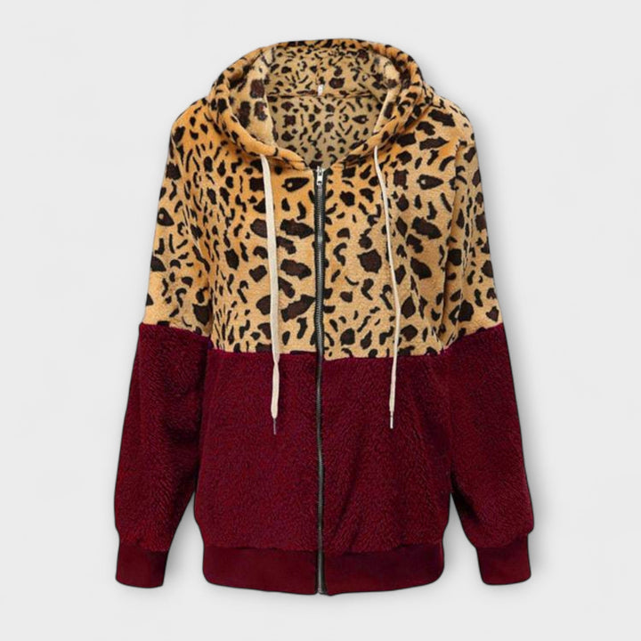Lea - Fleece mikina s kapucňou a leopardím dizajnom