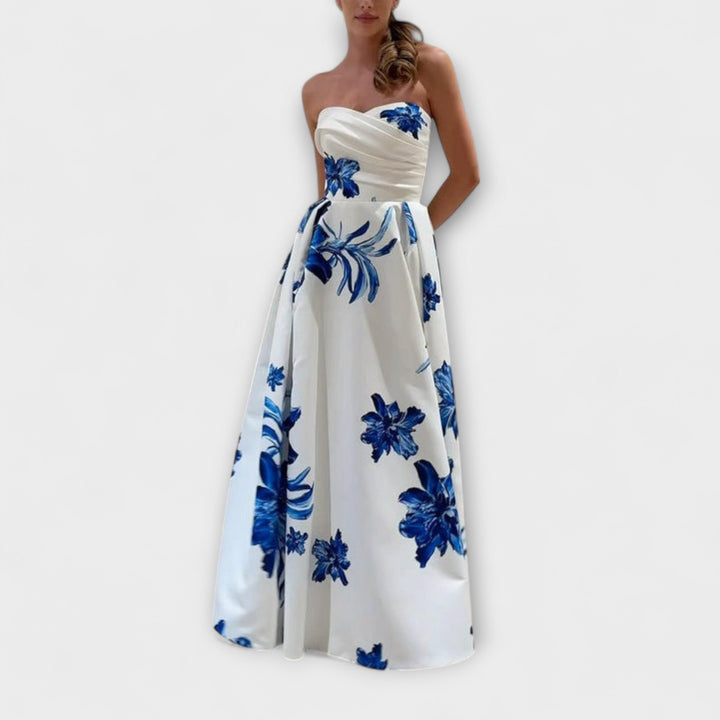 Rosalie - Stilinga Off-Shoulder Kvetinové Maxi Šaty