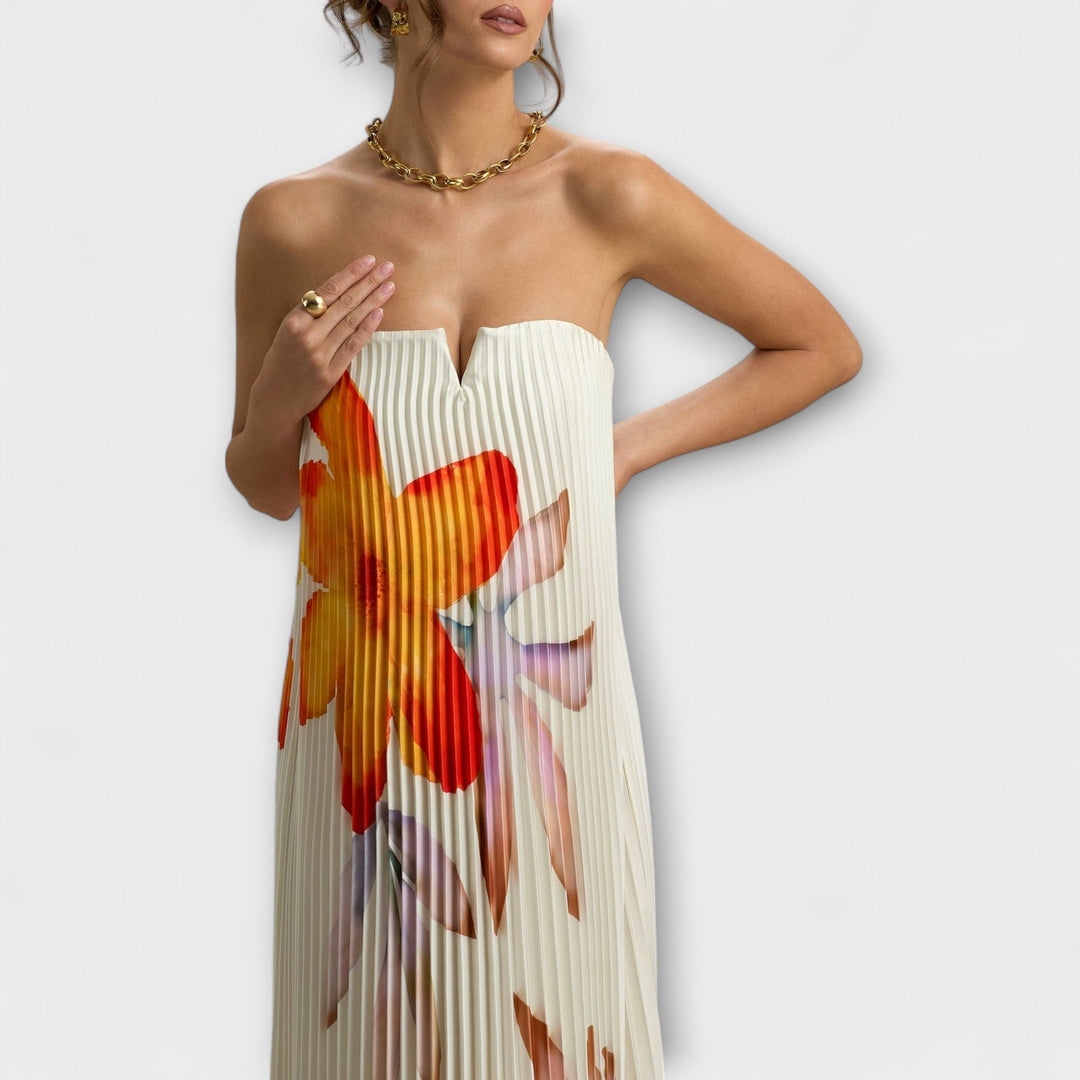 Michelle - Mielas Maxi Šaty Oranžová Kvetinová