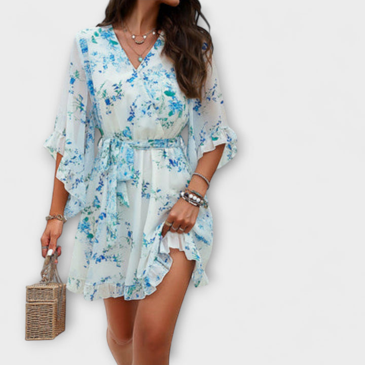 Lina - Dámska midi šaty s kvetinovým vzorom