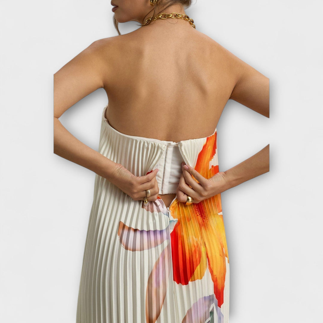 Michelle - Mielas Maxi Šaty Oranžová Kvetinová