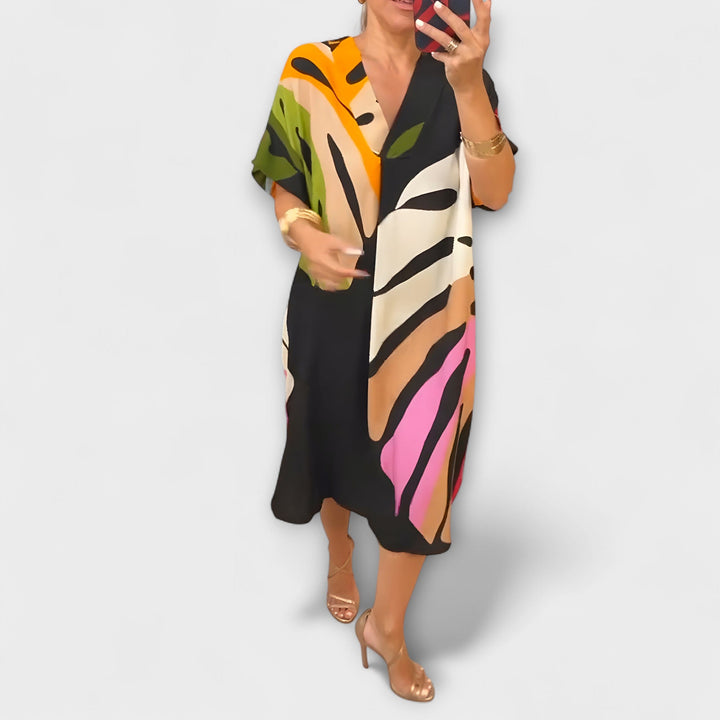 Roos - Náhodné šaty s farebným vzorom listov