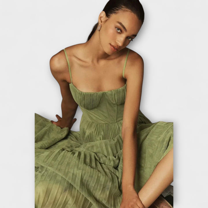 Marilyn - Midi sukňa s tylovou sukňou a bustier dizajnom