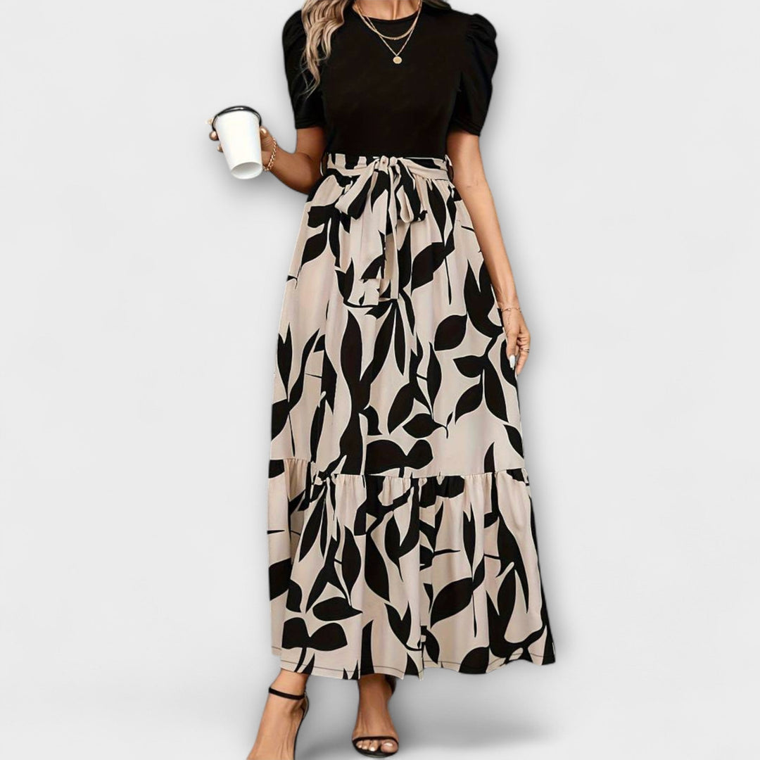 Luna - Letné šaty s kvetinovým vzorom a okrúhlym výstrihom