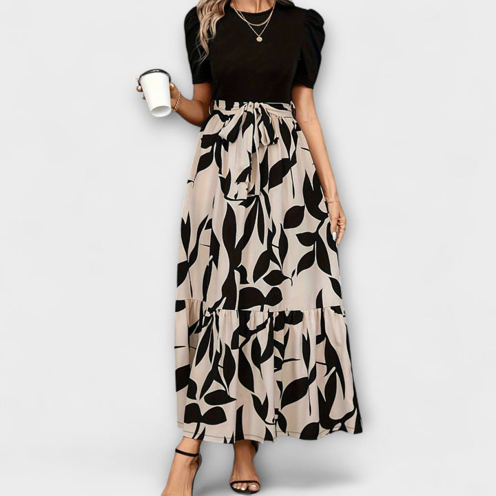 Luna - Letné šaty s kvetinovým vzorom a okrúhlym výstrihom