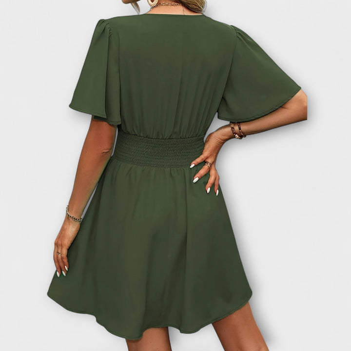 Winslet - Šaty s plisovaným pásom a V výstrihom