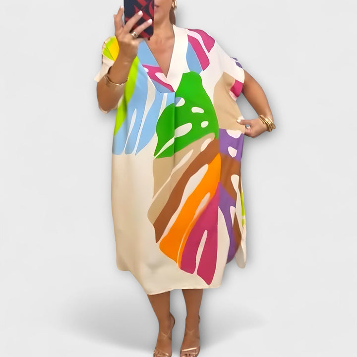 Roos - Náhodné šaty s farebným vzorom listov