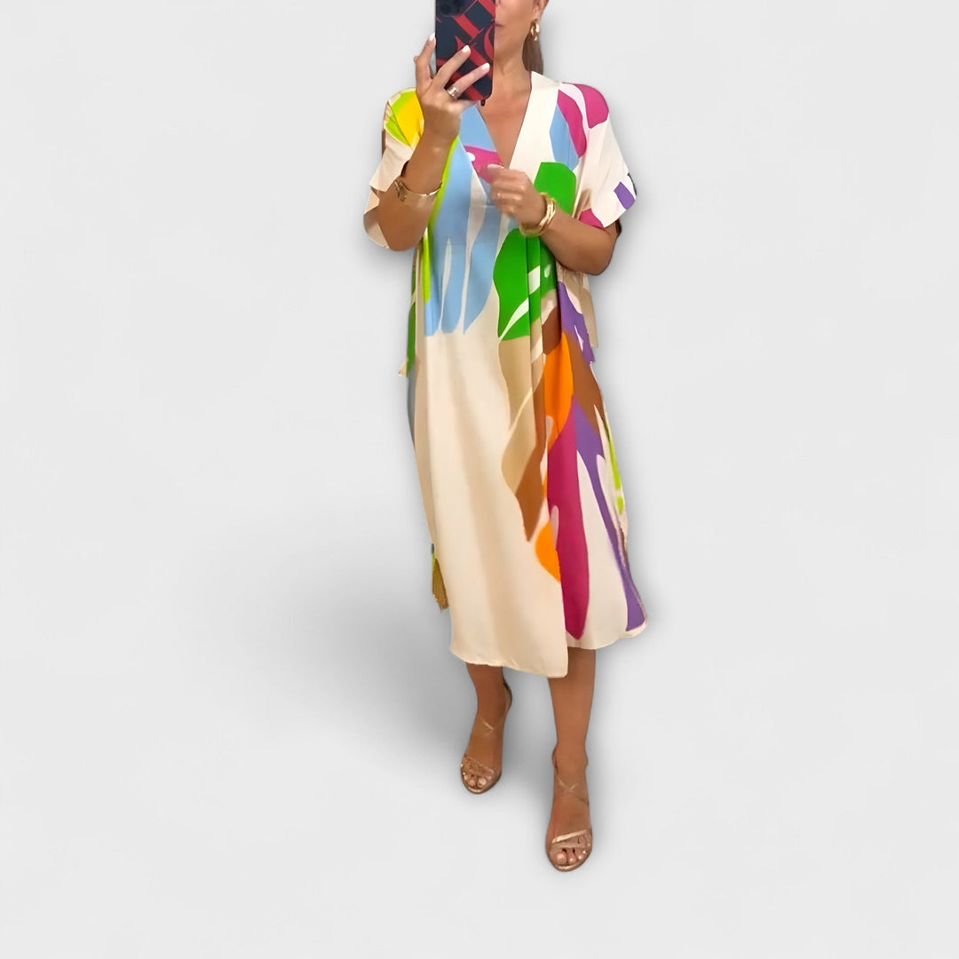 Roos - Náhodné šaty s farebným vzorom listov