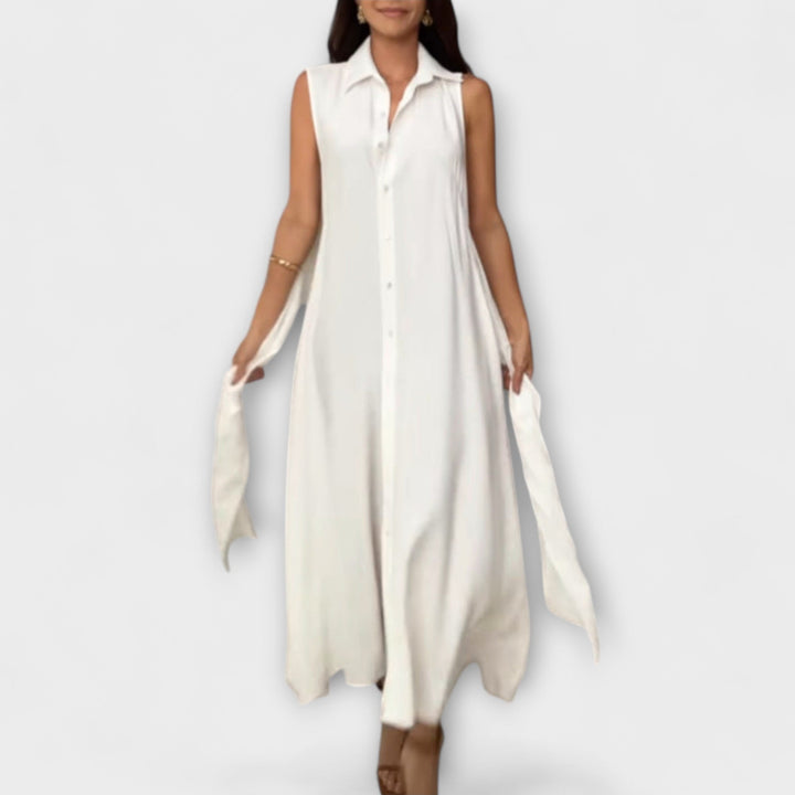 Mira - Výnimočné, jednovrstvové midi šaty s viazaním