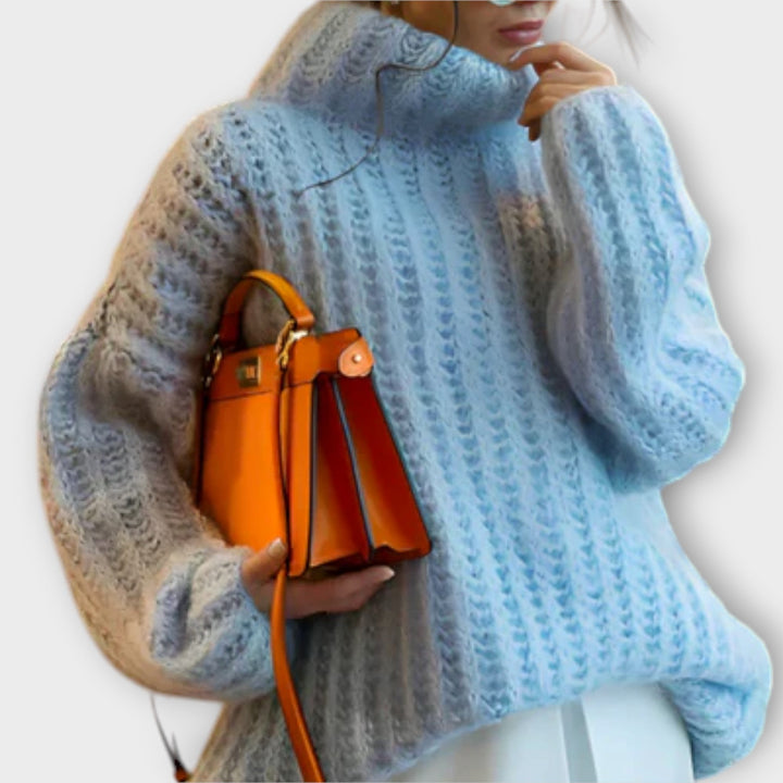 Paulina - Dámsky jemný dlhý rukáv páperový sveter s kapucňou