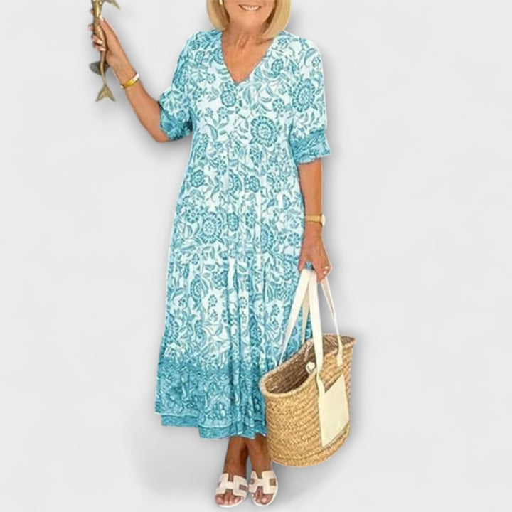 Caitlin - Výnimočná kvetinová šaty s ľahkým dizajnom