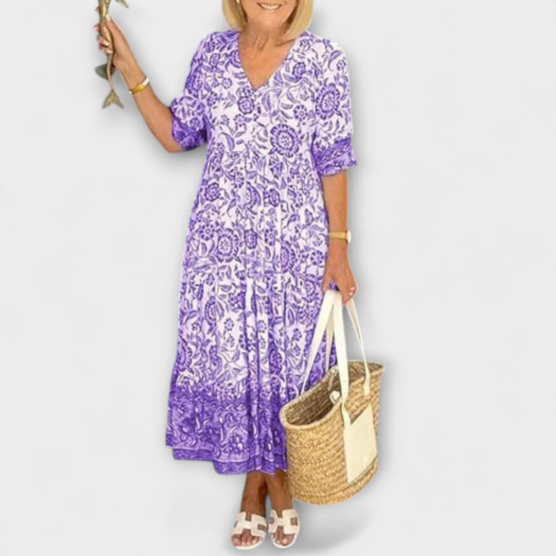 Caitlin - Výnimočná kvetinová šaty s ľahkým dizajnom